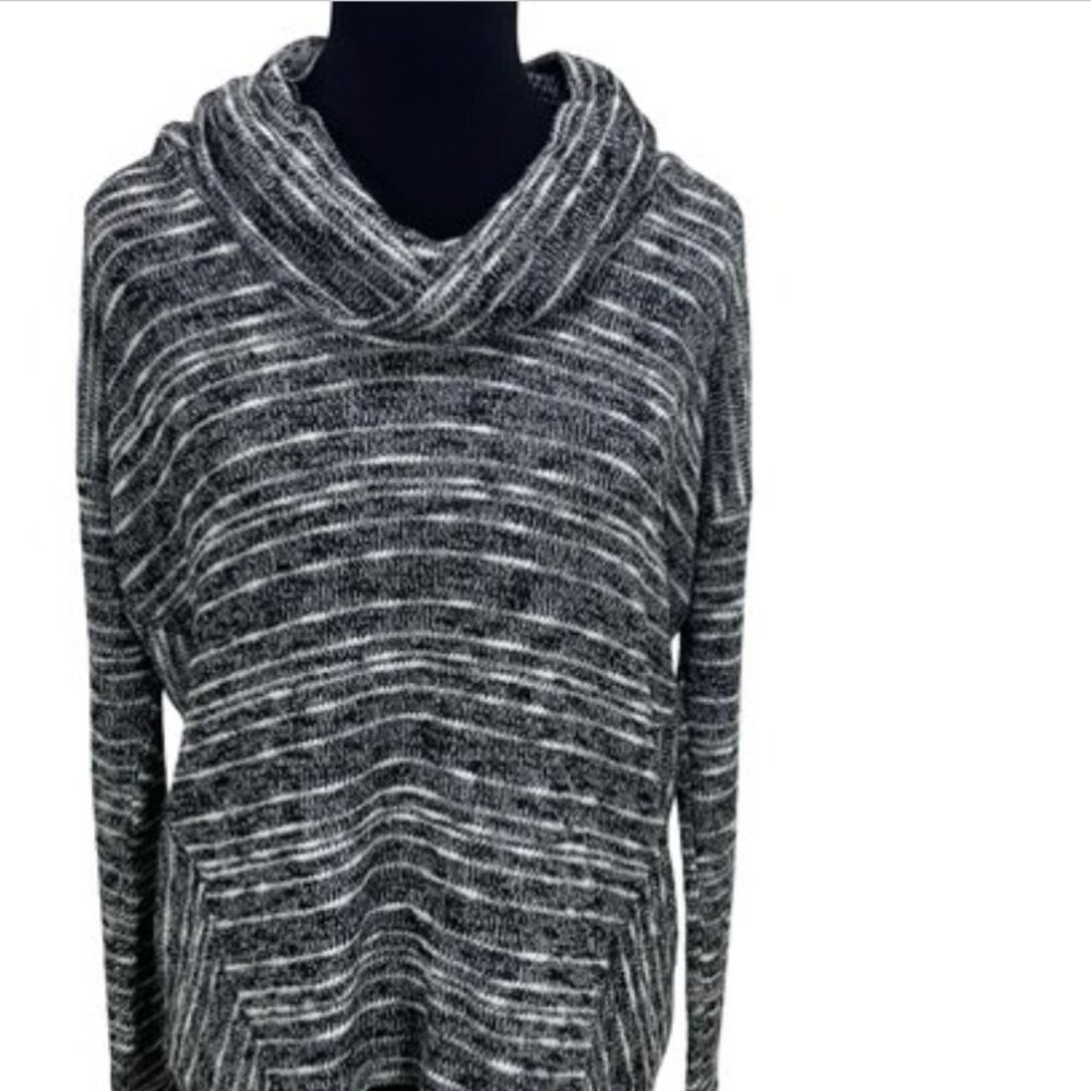 Splendid | Size XL Women's Sweater Black White Cowl Neck Knit Stretch Plus Size